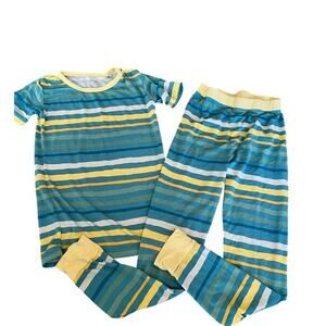 Little Sleepies Garden Stripe Two Piece Pajama Set, 7/8, Short Sleeve, Bamboo